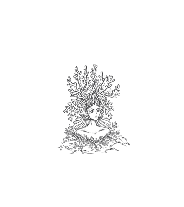 Cap de femeie Coral model alb pe tricou
