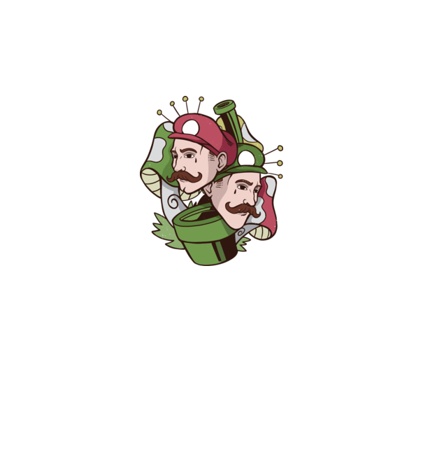 Mario și Luigi model alb pe tricou
