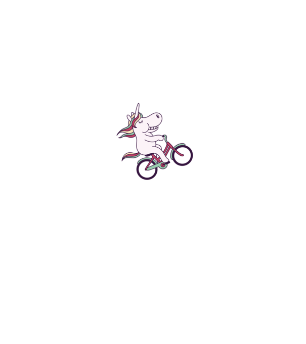 unicorn cu bicicletă model roz deschis pe tricou