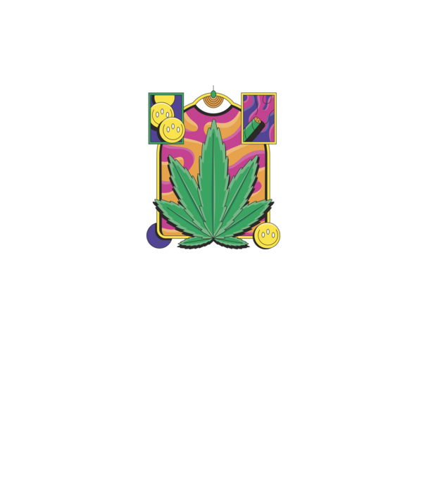 Hippy Cannabis model negru pe tricou