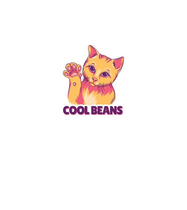 Cool Beans - talpă pisică model alb pe tricou