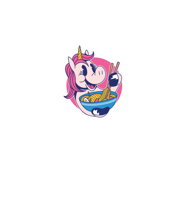 Unicorn Ramen model negru pe tricou
