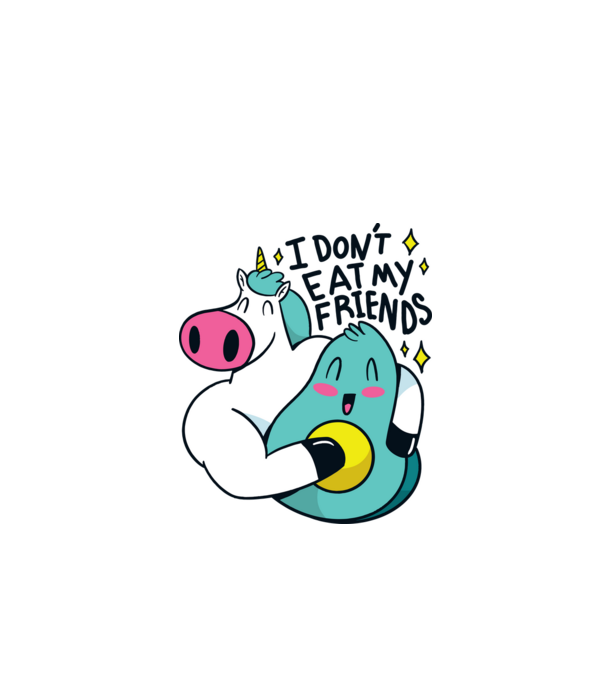 Unicorn Avocado Prietenie model negru pe tricou