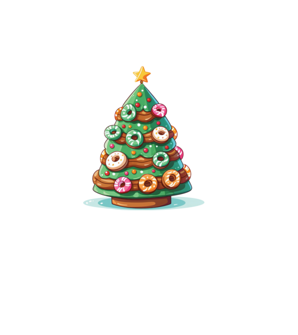 Doughnut pom de Crăciun model alb pe tricou