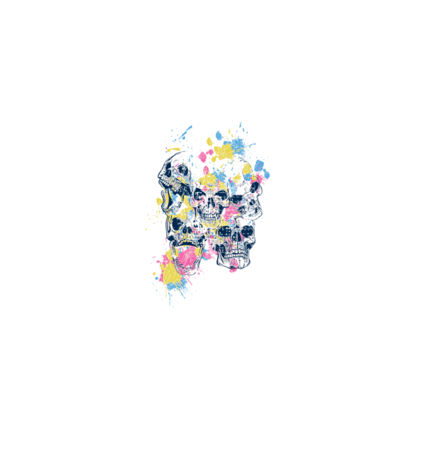 Cranii colorate model alb pe tricou