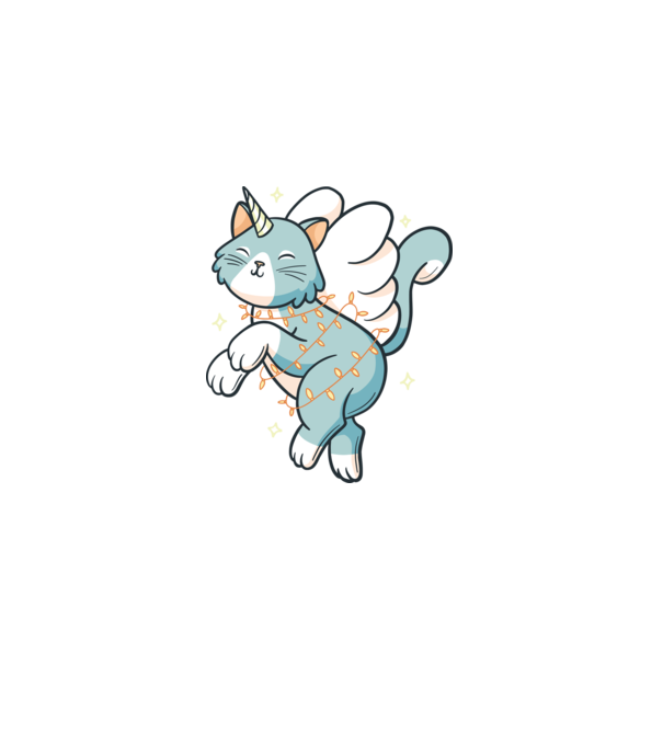 Pisică Unicorn model roz deschis pe tricou