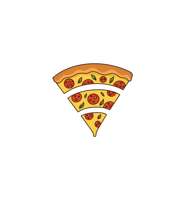 Felie de pizza Wifi model albastru închis pe tricou