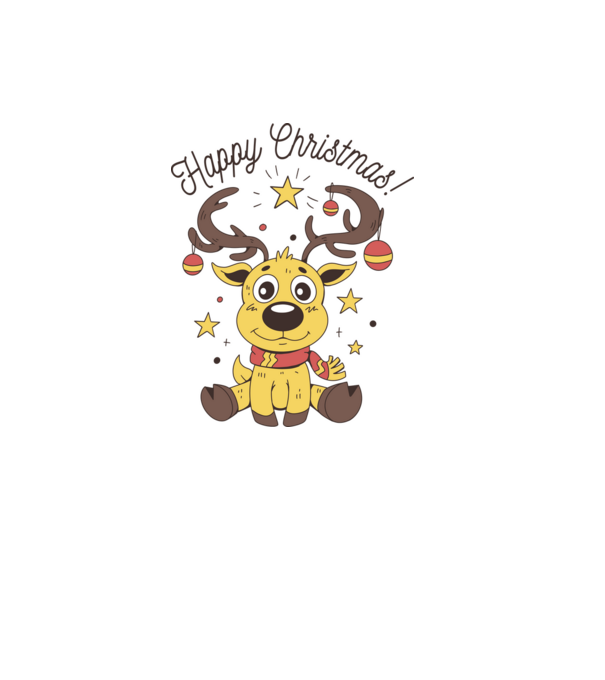 Happy Christmas Reindeer Alb model alb pe tricou