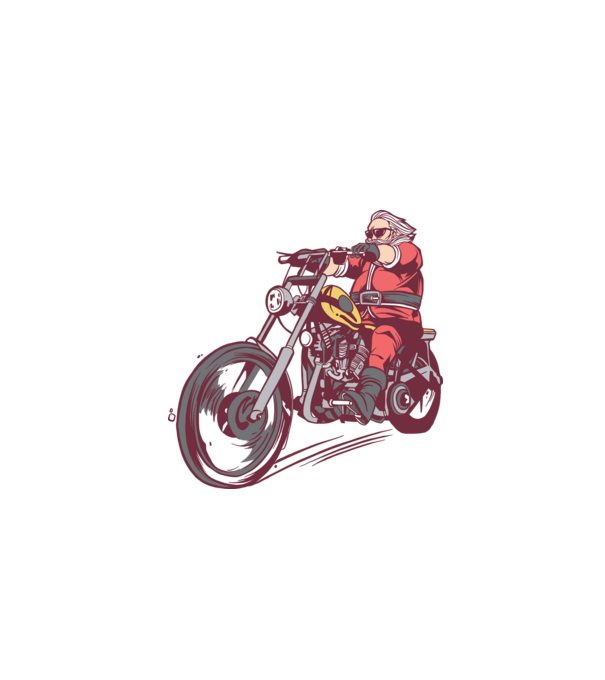 Moș Crăciun motociclist model gri pe tricou
