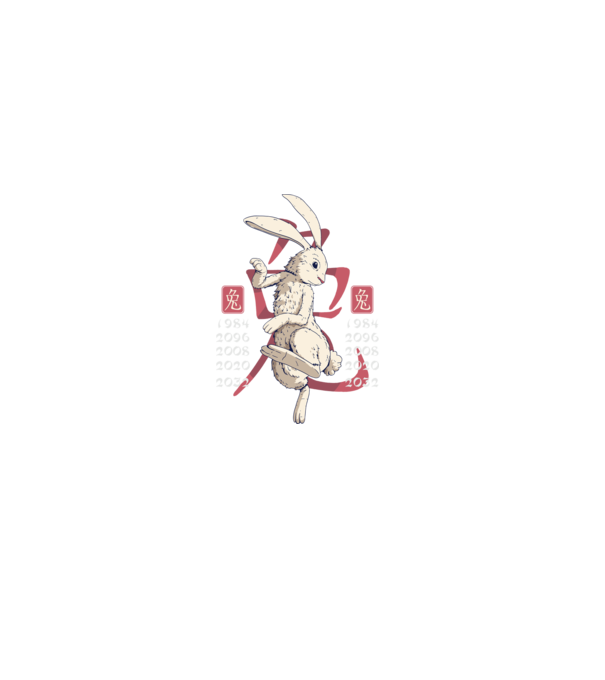 Year of the Rabbit model negru pe tricou