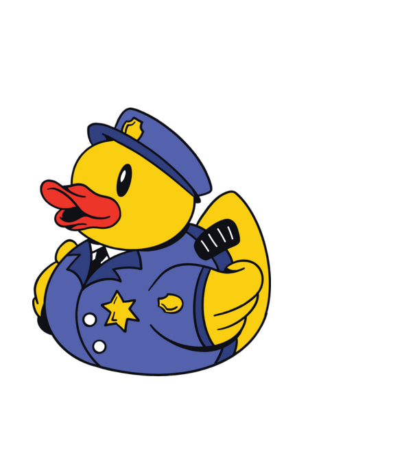 Rățușcă de cauciuc Polițist model albastru deschis pe tricou