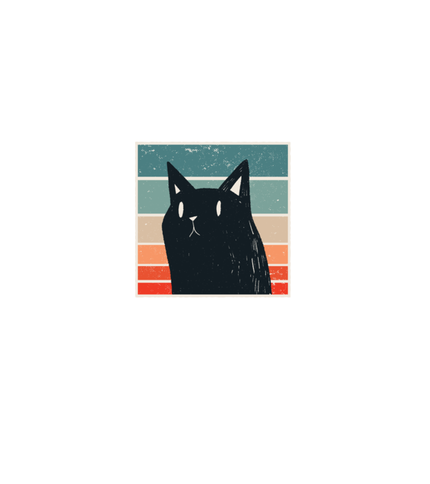 Pisică retro model negru pe tricou