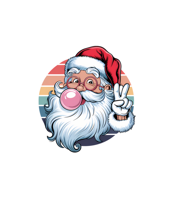 Bubble gum santa model alb pe tricou