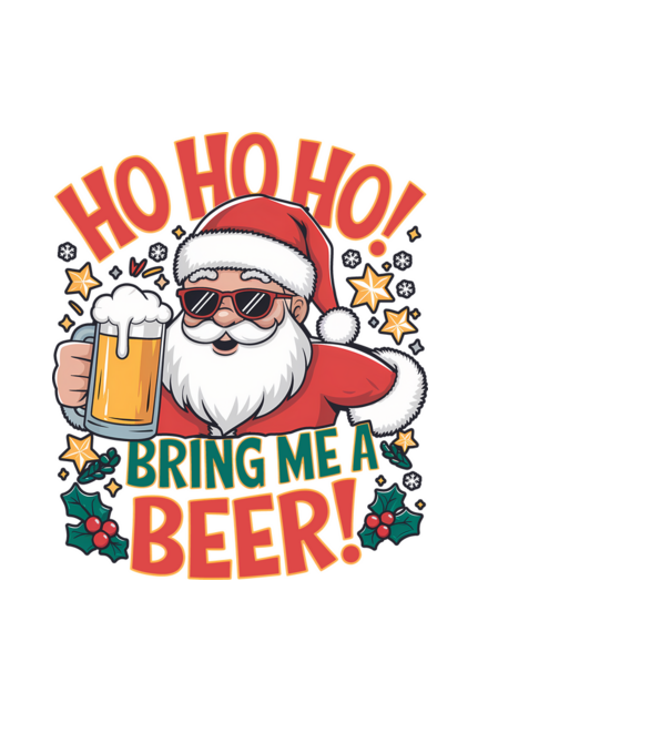 HO HO HO bring me a BEER santa Alb model negru pe tricou
