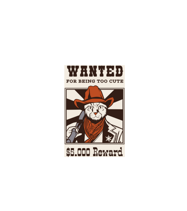 Wanted for being too cute Cowboy cu pisică model negru pe tricou