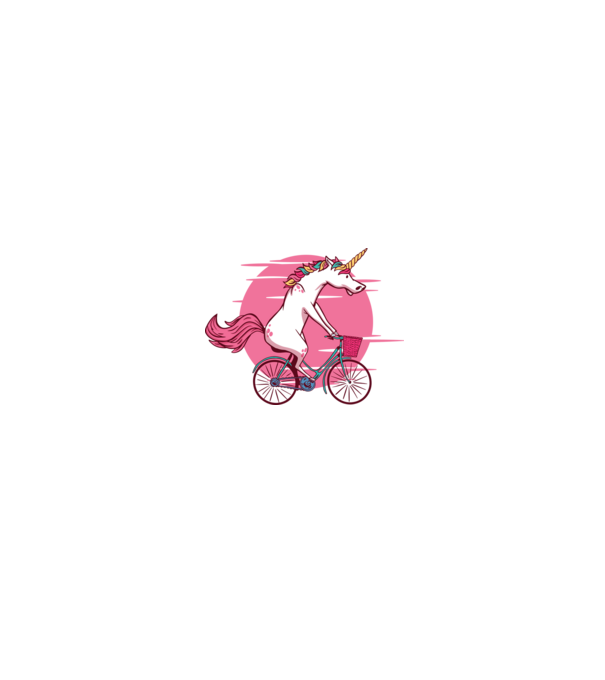 Unicorn cu bicicletă model alb/roșu pe tricou
