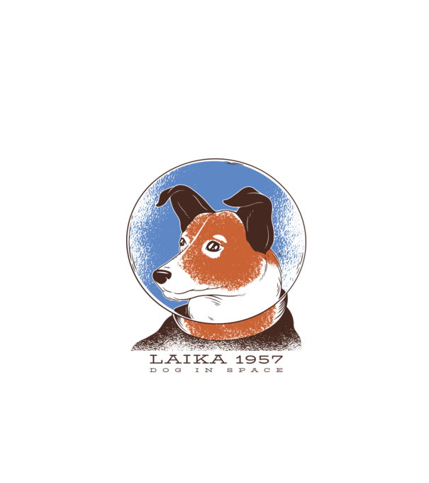 Laika 1957 - Câine în spațiu model turcoaz pe tricou