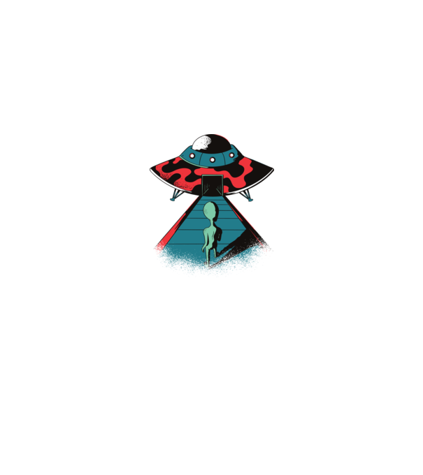Alien Ufo model negru pe tricou