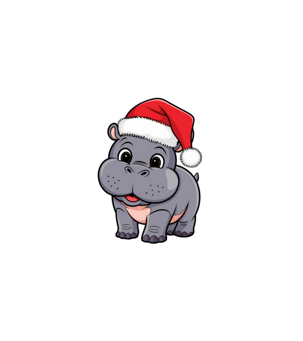 Crăciun Hippo model alb pe tricou