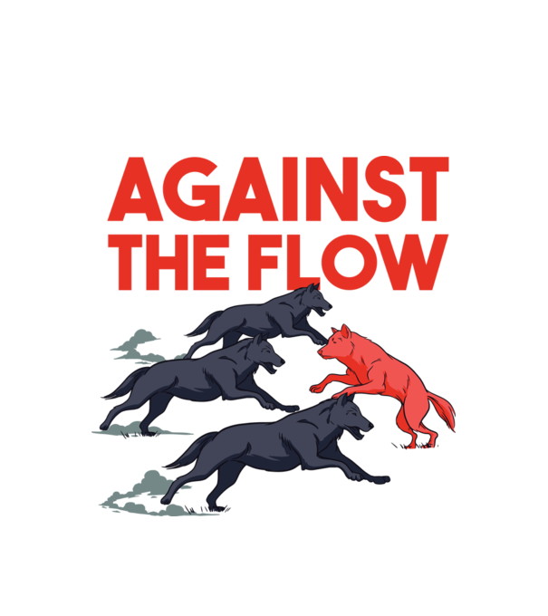 Against the flow - Împotriva curentului model alb pe tricou