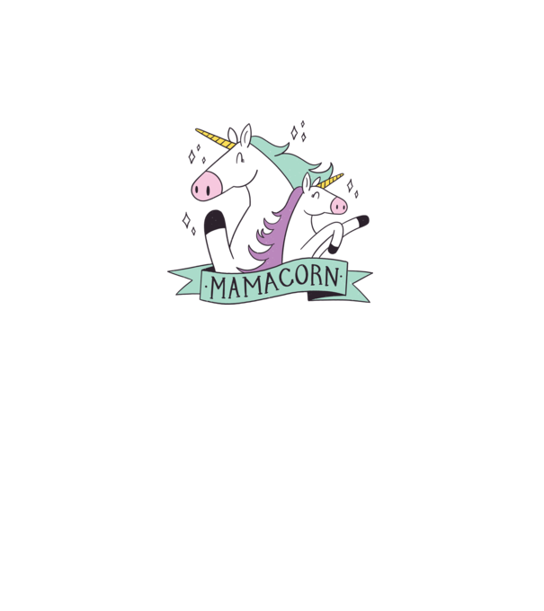 Mamacorn model alb pe tricou