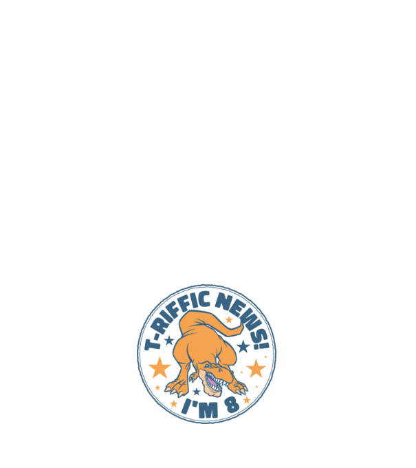 'T-rex Terrific news i''m 8' model albastru deschis pe tricou