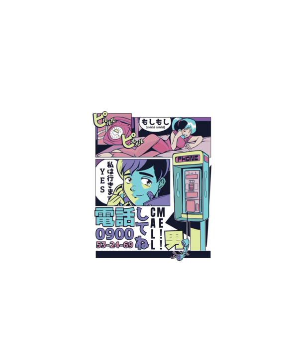Anime Vaporwave benzi desenate model alb pe tricou