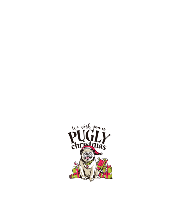 We wish You a Pugly Christmas tricou cu mops model albastru deschis pe tricou