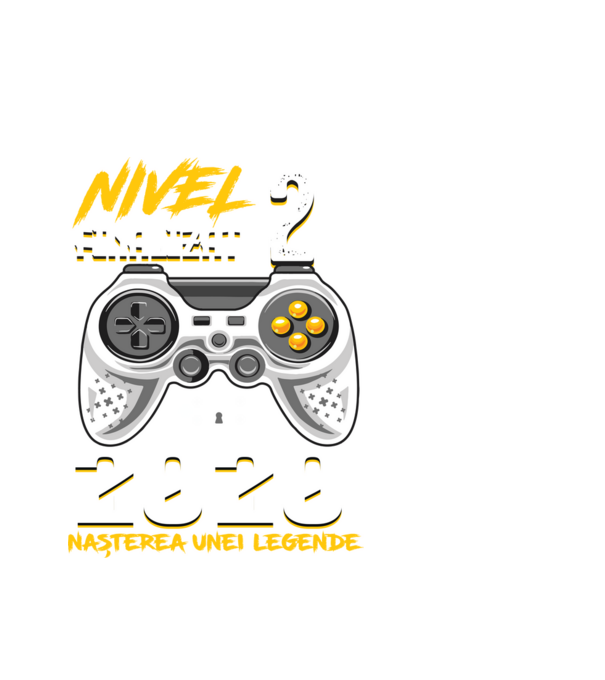 Nivel 2 finalizat. 2020 nașterea unei legende model alb pe tricou