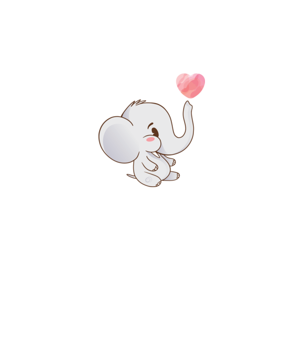 Elefant drăguț model alb pe tricou