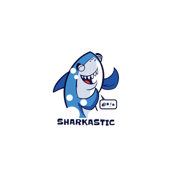Sharkastic - Rechinul sarcastic model albastru deschis pe tricou