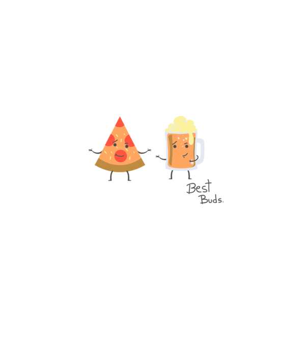 Best Buds - Pizza + Beer model gri pe tricou
