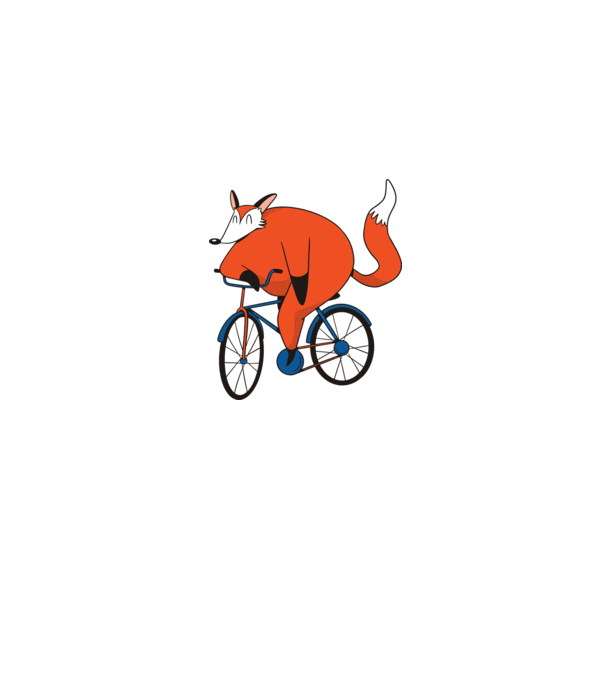 Vulpe cu bicicletă model gri pe tricou
