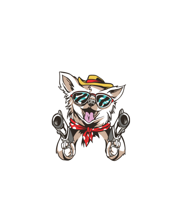 Chihuahua cu Pistol model alb pe tricou