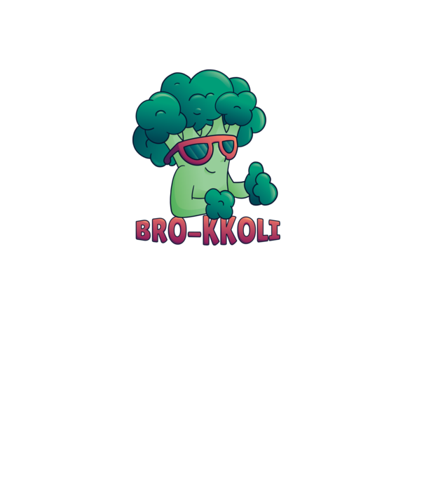Broccoli model alb pe tricou