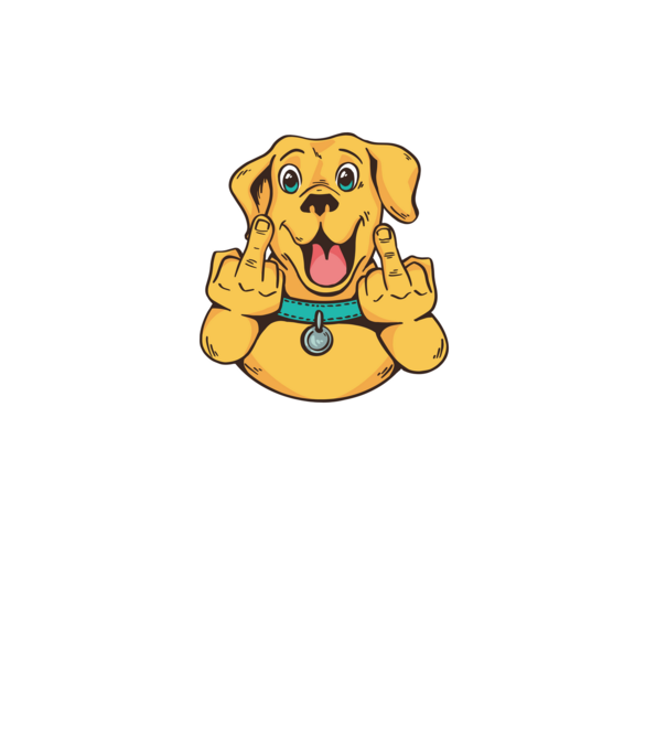 Golden Retriever arată degetul model negru pe tricou