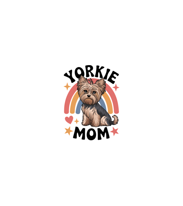 Yorkie Mom Alb model nisipiu pe tricou