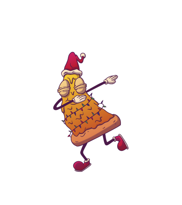 Pizza de Crăciun DAB model alb pe tricou