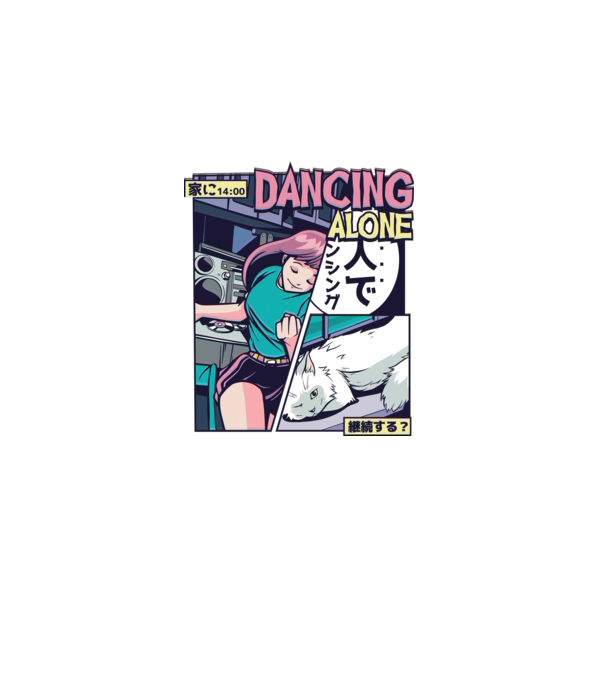 Anime Vaporwave Dancing Alone model bordo pe tricou
