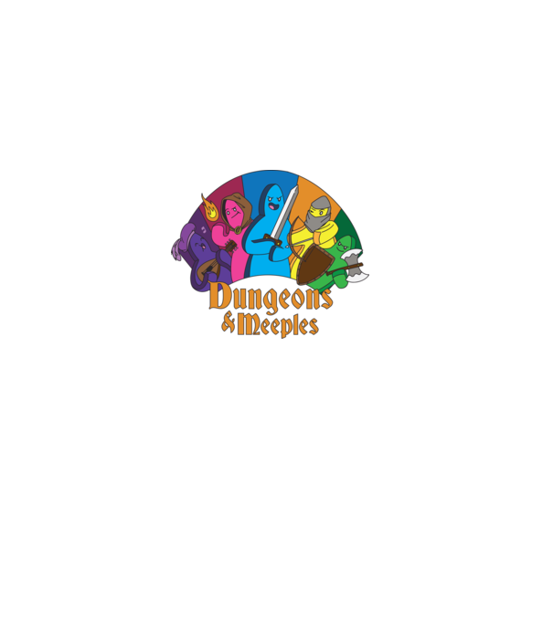 Dungeons Meeples model negru pe tricou