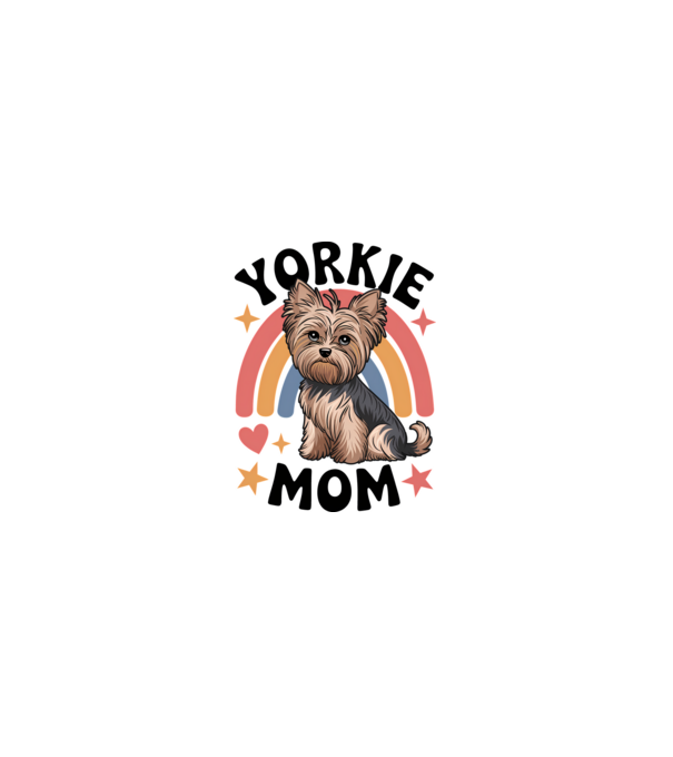 Yorkie Mom Alb model albastru deschis pe tricou