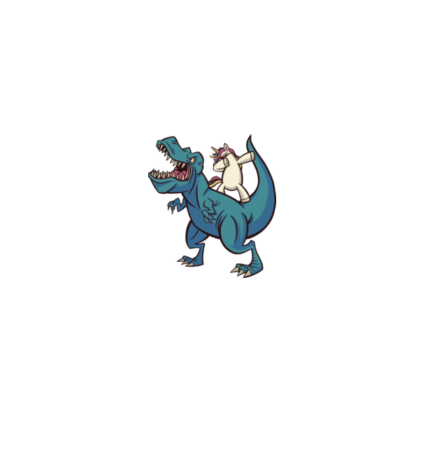 Unicorn DAB T-rex model gri pe tricou