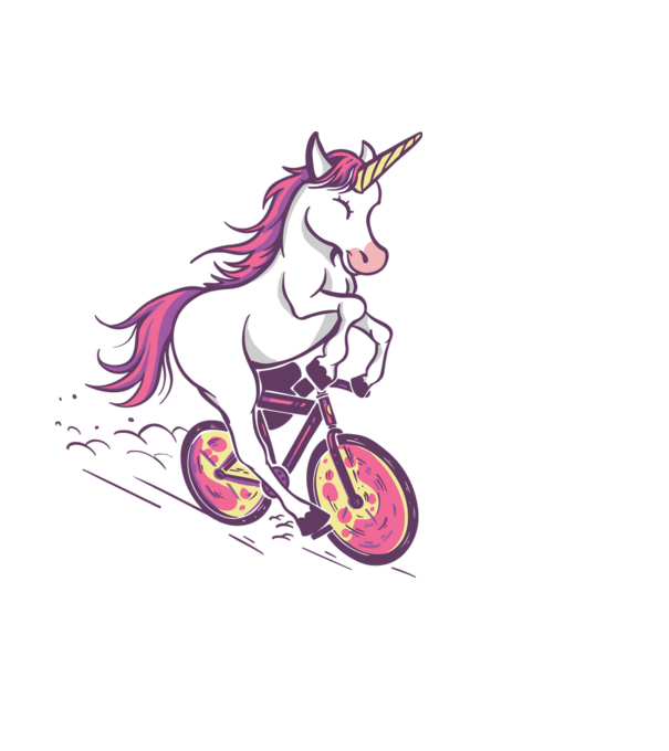 unicorn cu bicicletă model negru pe tricou