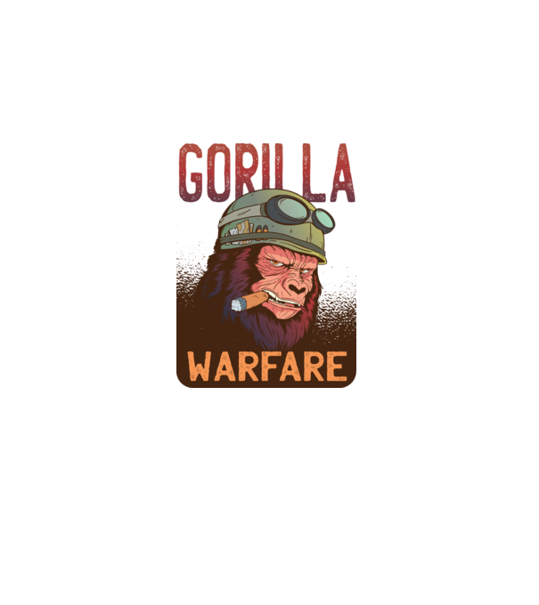 Gorilla Warfare model alb pe tricou
