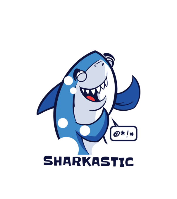 Sharkastic - Rechinul sarcastic model alb pe tricou