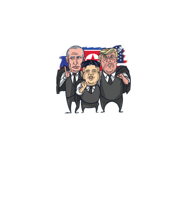 Trump, Putin, Kim - trei prieteni buni model alb pe tricou