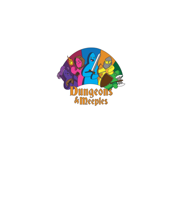 Dungeons Meeples model negru pe tricou