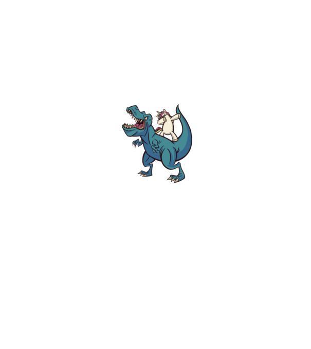 Unicorn DAB T-rex model gri pe tricou