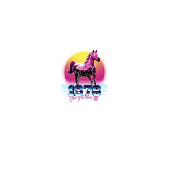 1978 Year of the Horse model negru pe tricou