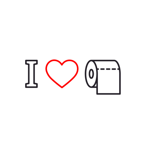 I love hârtie igienică model alb/roșu pe tricou